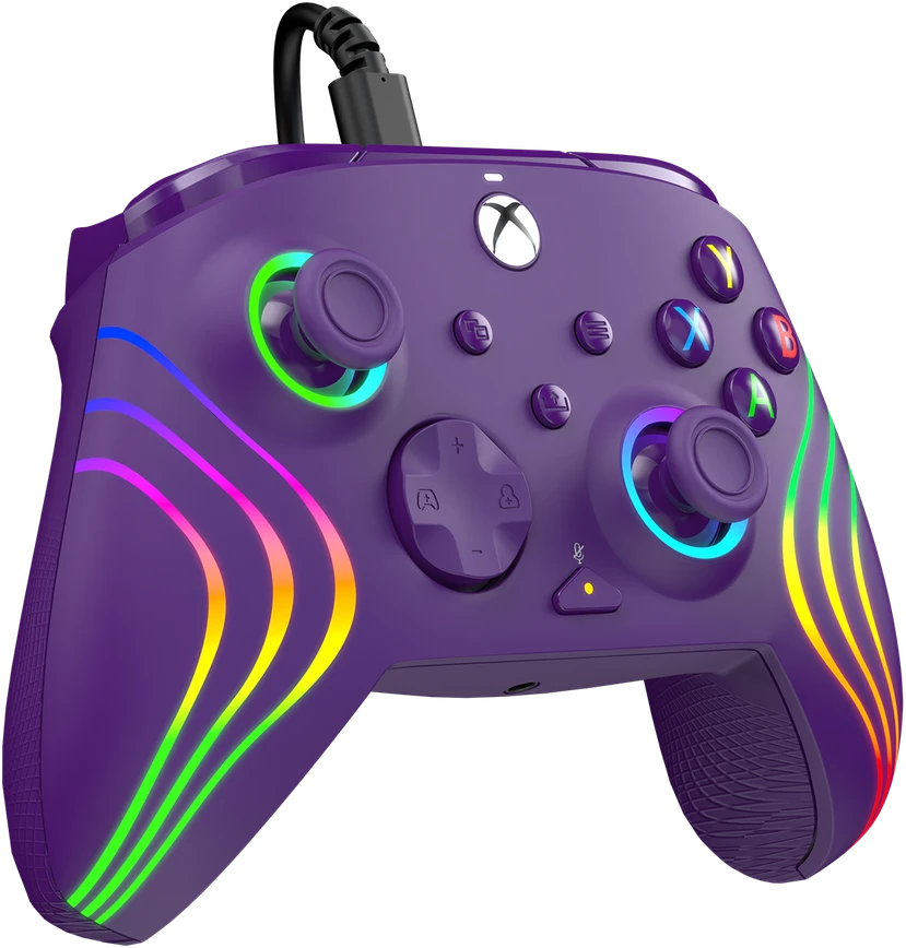 PDP Afterglow Wave Violetinės spalvos laidinis valdiklis skirtas XBOX Serijos X S & PC
