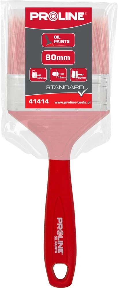 Pędzel, Standartinis plokščias šepetys 80 mm, plastikine rankena, alyva, prolinas
