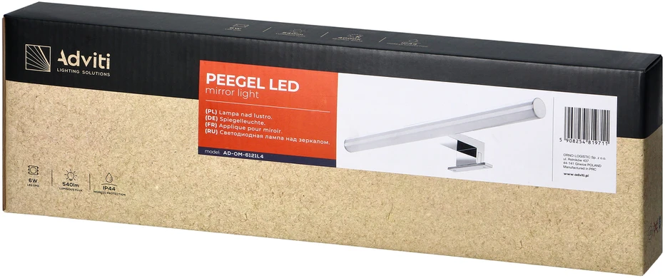 Sieninis šviestuvas Orno PEEGEL LED 6W, veidrodinis šviestuvas, 540lm, 4000K, ilgis 40 cm, plastikas + akrilas