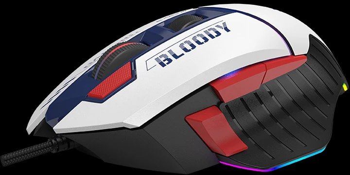 Pelė Myszka žaidimams A4Tech Bloody W95Max Sports Navy su laidu 12000 dpi optinė balta