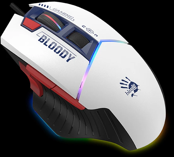 Pelė Myszka žaidimams A4Tech Bloody W95Max Sports Navy su laidu 12000 dpi optinė balta