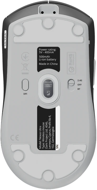 Pelė Dark Project Nexus Ultra Wireless Juodas/Baltas