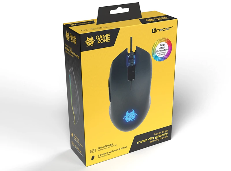 Pelė Myszka žaidimams Tracer GameZone EDGE su laidu 3200 dpi optinė juoda