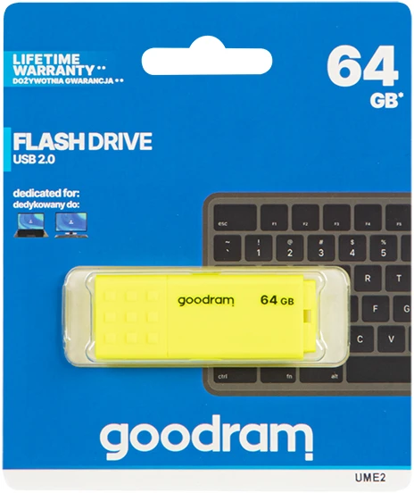 Pendrive GOODRAM UME2-0640W0R11 GOODRAM atmintis USB UME2 64GB USB 2.0 Baltas