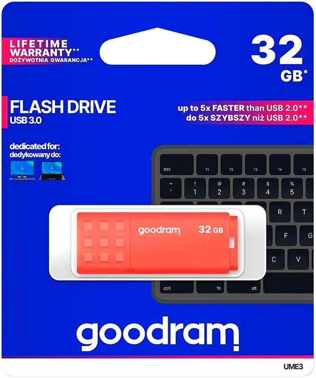 Pendrive GOODRAM UME3-0320O0R11 GOODRAM atmintis USB UME3 32GB USB 3.0 Oranžinis