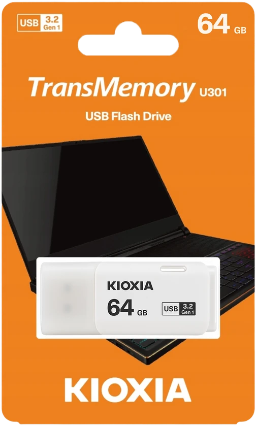 USB Atmintukas - Kioxia TransMemory U301, 64 GB, Balta