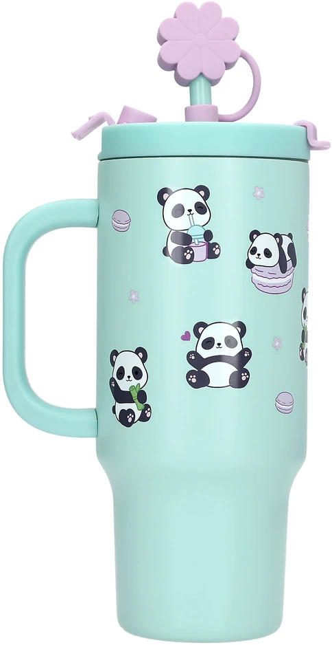 PENFection - Puodelis išsinešimui su šiaudeliu - PANDA - turkio spalvos - 470 ml