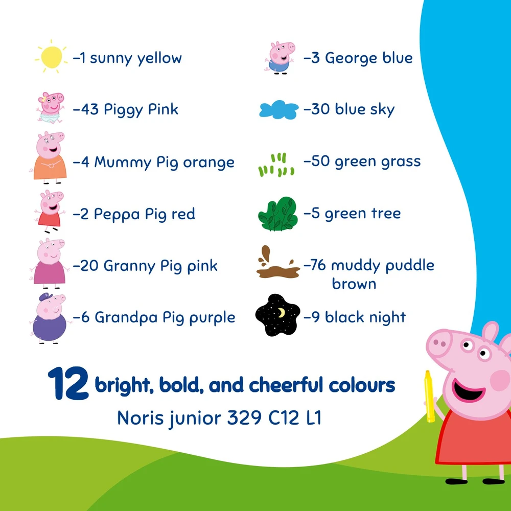 Peppa Pigstaedtler Staedtler – Peppa Pig rašikliai – 12 vnt. įvairių spalvų (329 C12 L1)