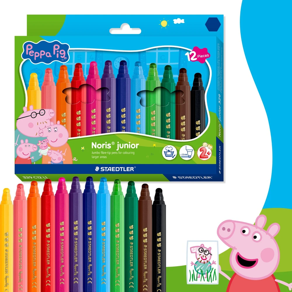 Peppa Pigstaedtler Staedtler – Peppa Pig rašikliai – 12 vnt. įvairių spalvų (329 C12 L1)