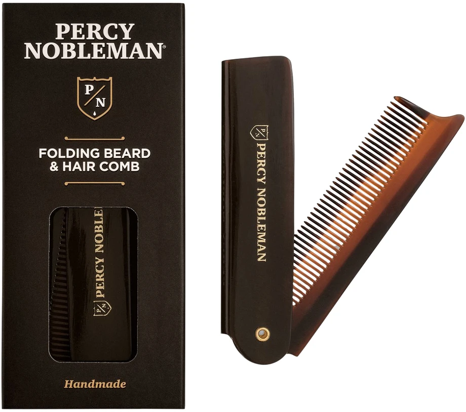 Percy Nobleman Folding Beard & Hair Šukos Sulankstomos barzdos ir ūsų šukos, 1vnt