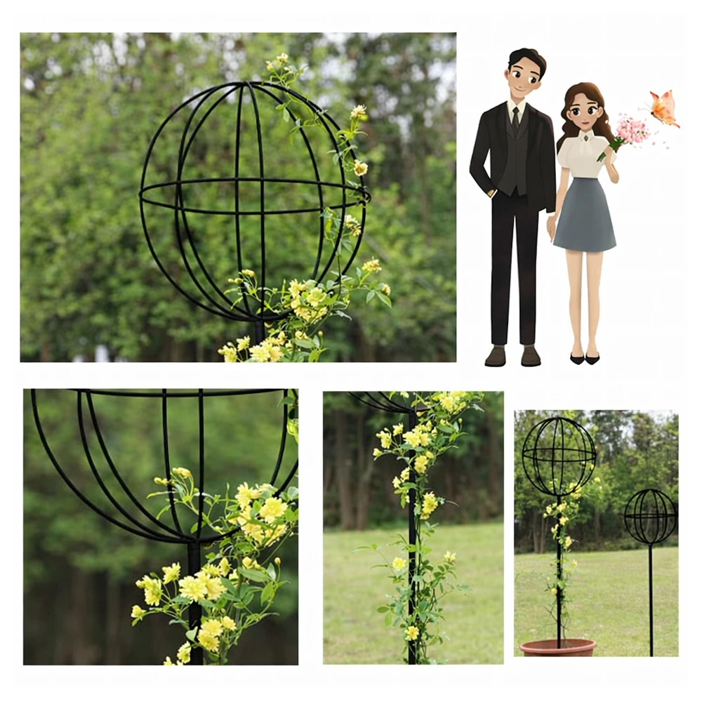 Pergola Sodo pergolės terasos metalinė atrama vijokliniams augalams, rožėms, 50x10 cm, juodos spalvos