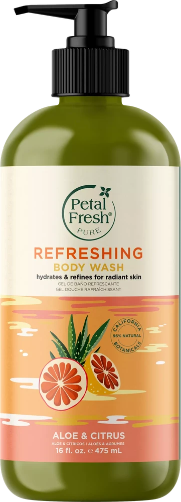 „Petal Fresh“ – grynas alijošiaus ir citrusinių vaisių prausiklis kūnui, 475 ml