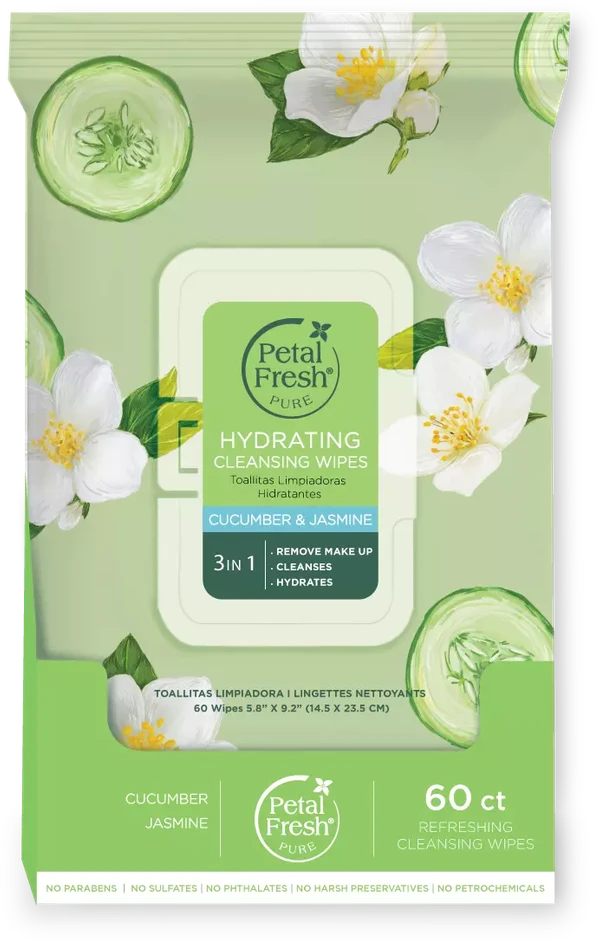 „Petal Fresh“ – grynos drėkinamosios agurkų ir jazminų valomosios servetėlės