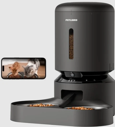 Petlibro - dvigubas maisto padėklas „Granary Camera“ - juodas - 5 l