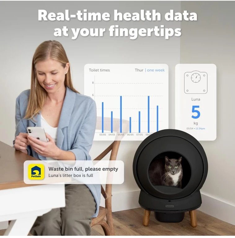 Petsafe - Ecom Smartspin automatinis kačių kraiko dėžės robotas - 53 x 49 x 47 cm - juodas