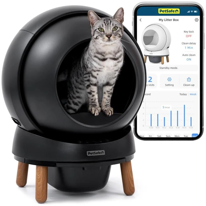 Petsafe - Ecom Smartspin automatinis kačių kraiko dėžės robotas - 53 x 49 x 47 cm - juodas