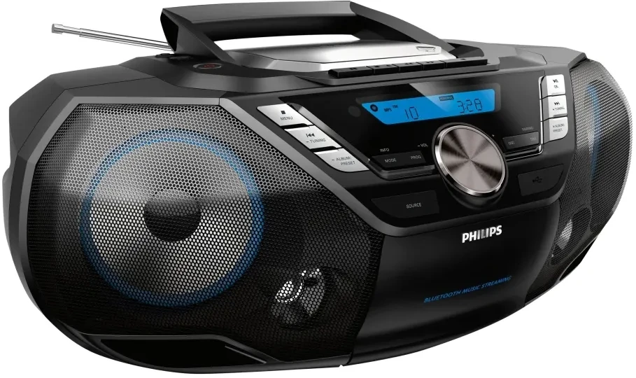 Philips CD Soundmachine AZB798T/12, Bluetooth, CD, MP3-CD, USB, DAB+, FM, kasetė, 12W