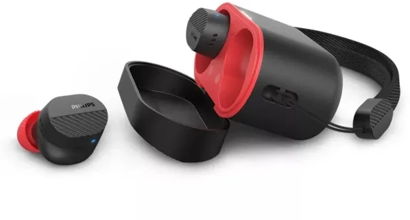 Belaidės ausinės Philips TAA5508BK, Juodos ir raudonos spalvos