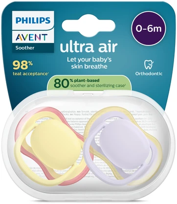 „Philips Avent“ čiulptukas „Ultra Air“, 0–6 mėn., šviesiai violetinis / šviesiai geltonas