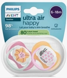 „Philips Avent“ čiulptukas „Ultra Air“, 6–18 mėn., rožinis / oranžinis
