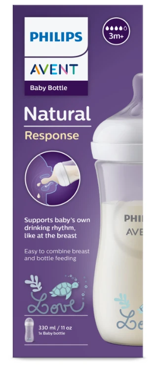 „Philips Avent“ – kūdikio buteliukas, 1 buteliukas, 330 ml, greitos tėkmės čiulptukas, 6 mėn.+