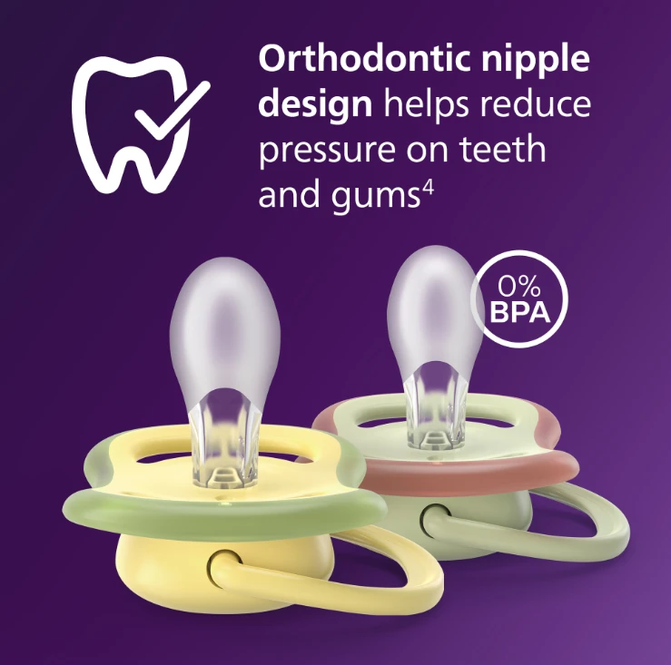 „Philips Avent“ – „Ultra Air“ čiulptukas, 18 mėn.+, geltonas su dizainu