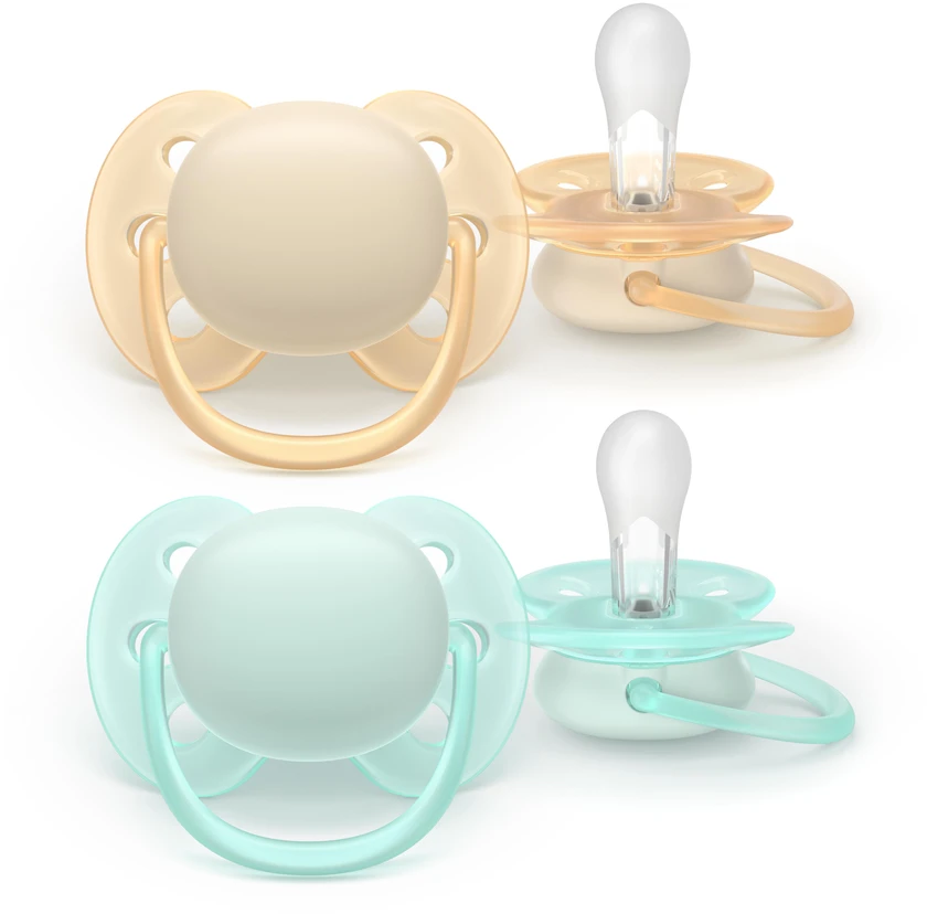 „Philips Avent Ultra Soft“ čiulptukas, 0–6 mėn., šviesiai geltonas / šviesiai žalias