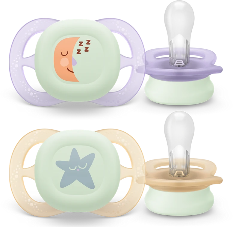 „Philips Avent“ – „Ultra Start“, 0–2 mėn., naktinis, šviesiai rožinis / šviesiai geltonas