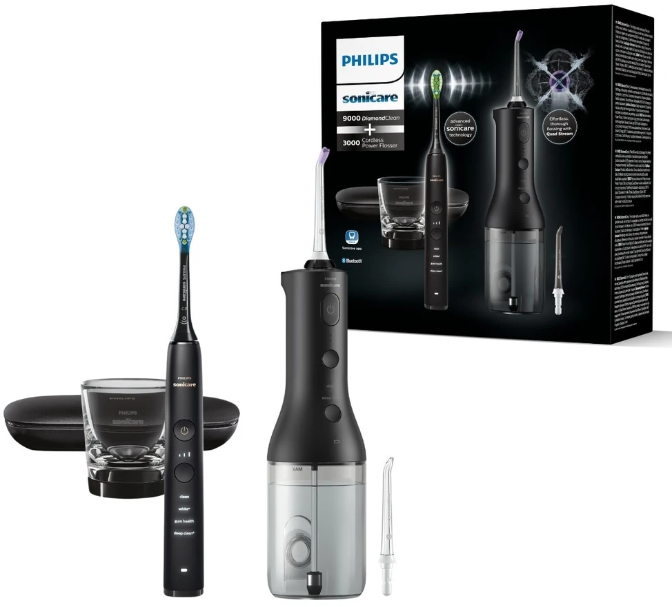 Burnos irigatorius ir dantų šepetėlis Philips Sonicare Cordless Power Flosser „DiamondClean 9000“  HX3886/43