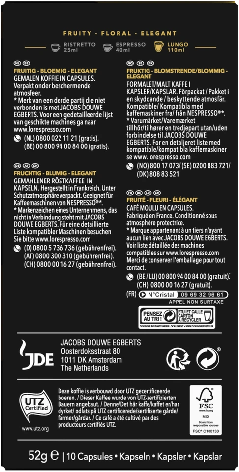 Philips Lorsenseo L'OR kapsulės - Lungo Elegante - kavos kapsulės - 10 vnt.