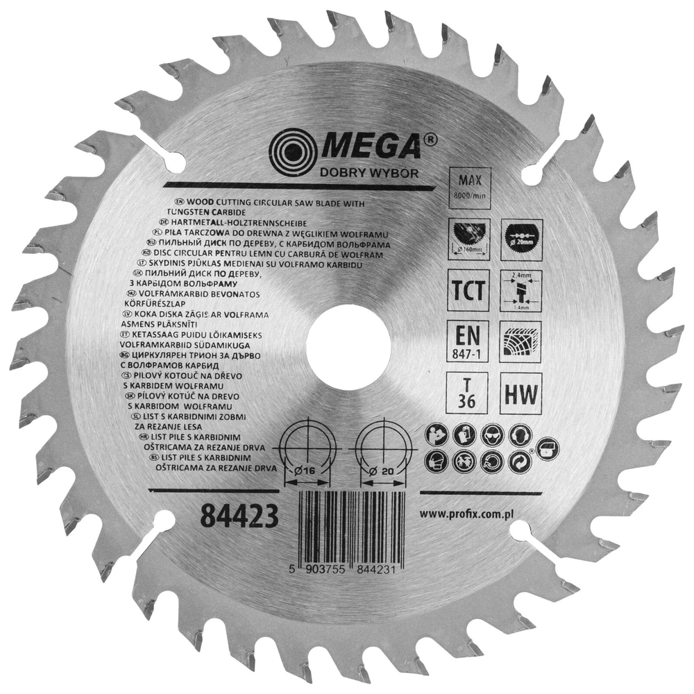 Piła Diskinis pjūklas medienai 160*36t*20/16mm