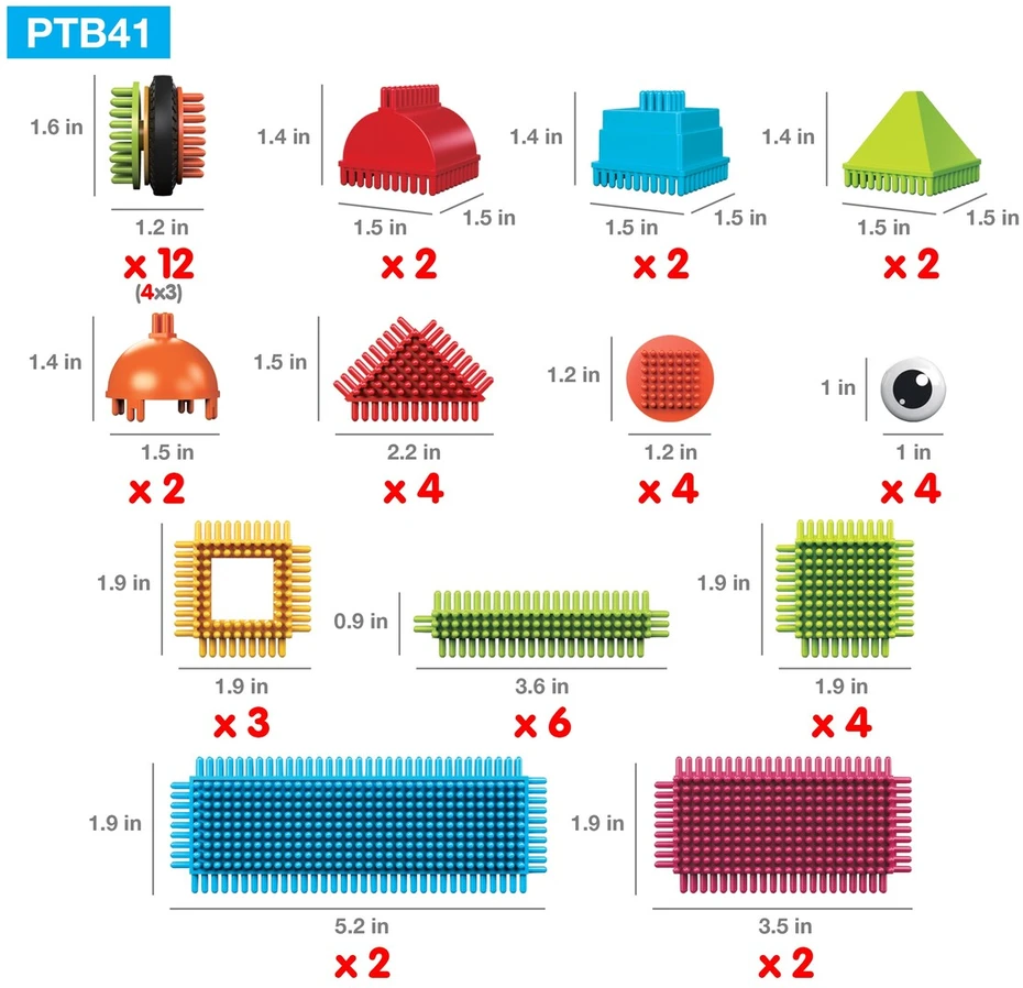 PICASSO TILES Magnetinis konstruktorius HedgeHog blocks 41 det., PTB41