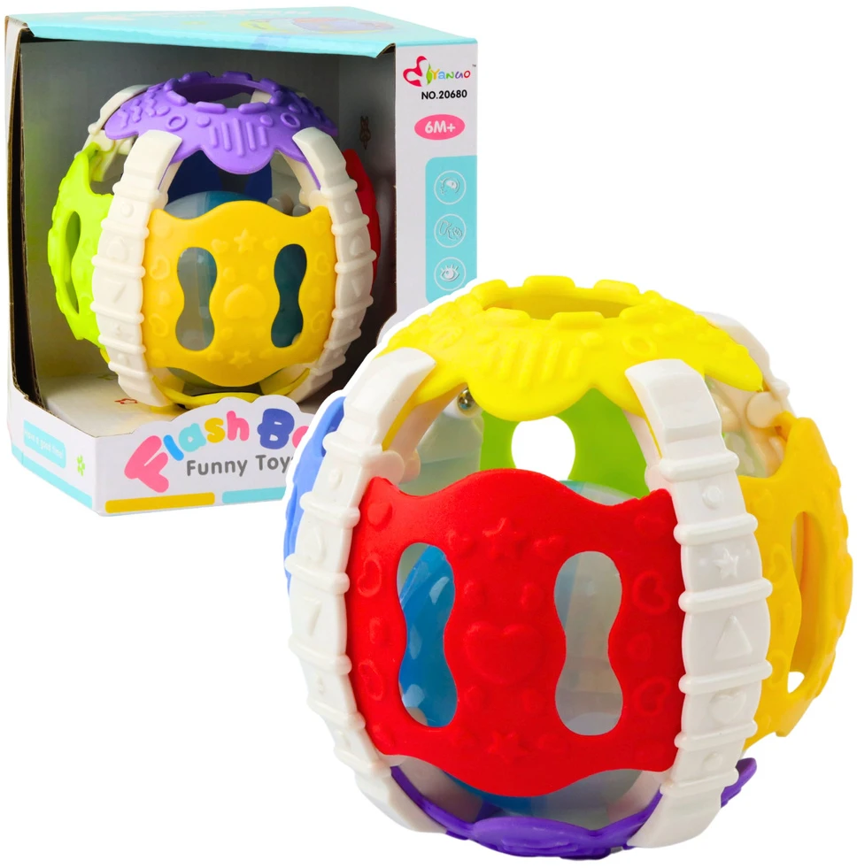 Lean Toys Sensorinis kamuolys kūdikiams su švieselėmis ir garsais, 10 cm