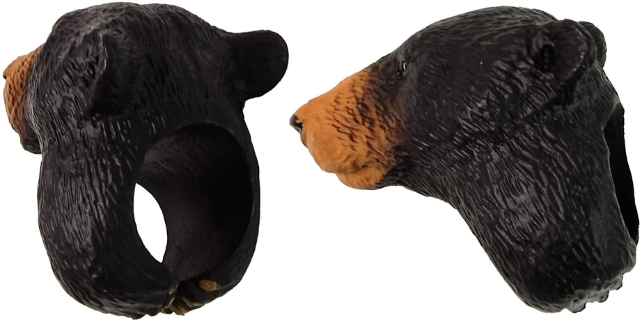 Lean Toys Vaikiškas medinis žiedas su rudojo lokio galva, 5,5 cm