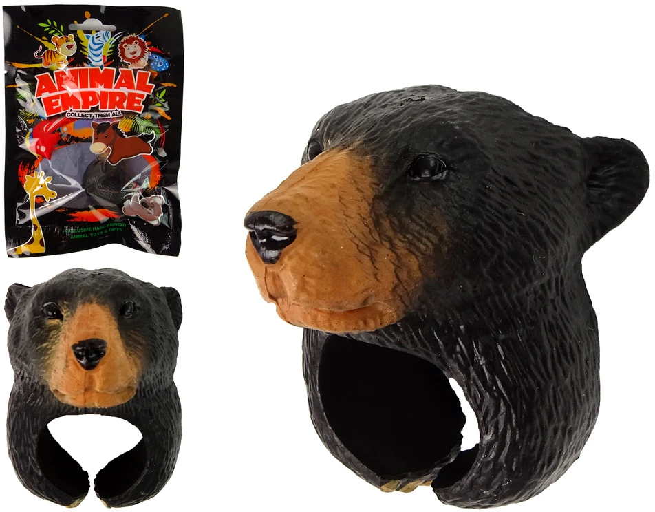 Lean Toys Vaikiškas medinis žiedas su rudojo lokio galva, 5,5 cm