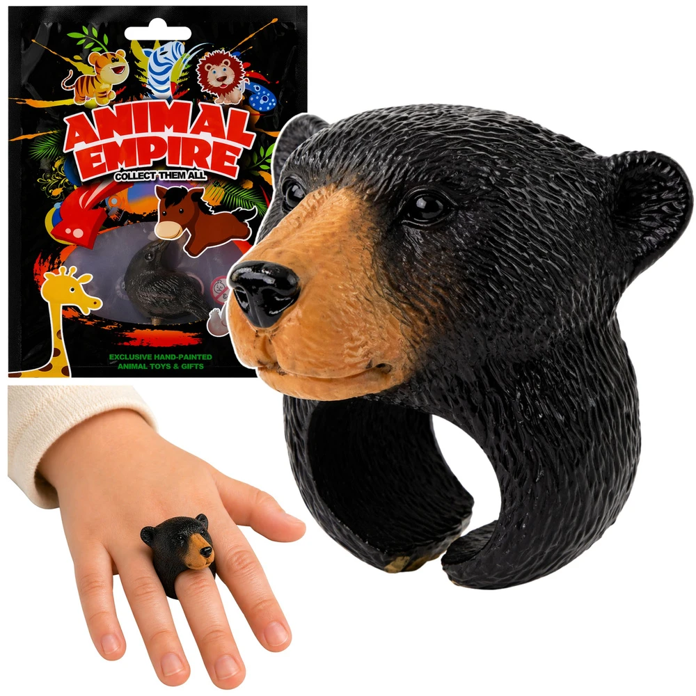 Lean Toys Vaikiškas medinis žiedas su rudojo lokio galva, 5,5 cm