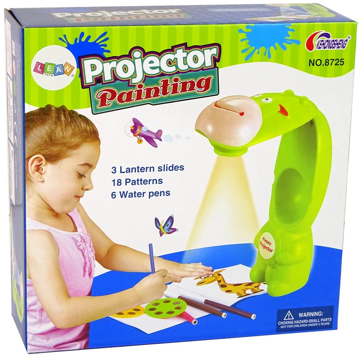 Lean Toys Žalias piešimo projektorius su flomasteriais