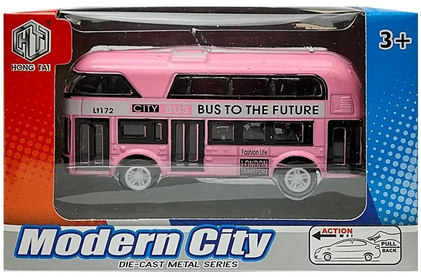 Lean Toys Dviaukštis autobusas su traukimo mechanizmu