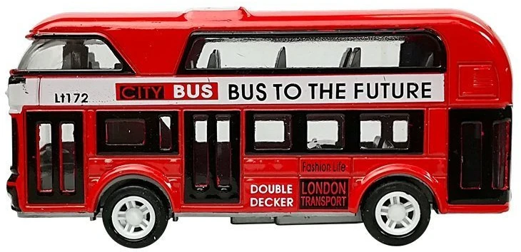 Lean Toys Dviaukštis autobusas su traukimo mechanizmu