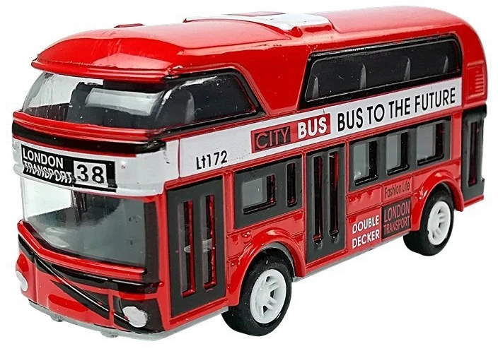 Lean Toys Dviaukštis autobusas su traukimo mechanizmu