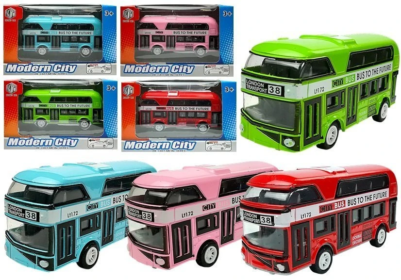 Lean Toys Dviaukštis autobusas su traukimo mechanizmu