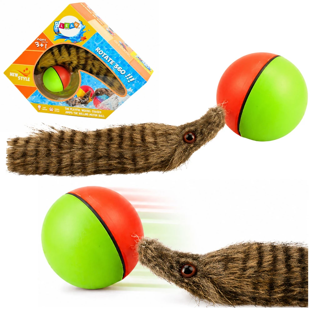 Lean Toys Interaktyvus kamuoliukas su pūkuota uodega, 14 cm