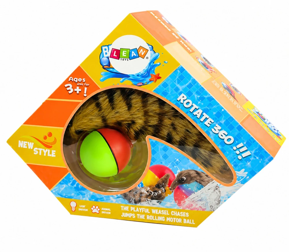Lean Toys Interaktyvus kamuoliukas su pūkuota uodega, 14 cm