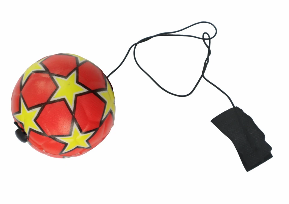 Lean Toys Raudonas PU kamuolys su elastine juosta, 6 cm, žvaigždės