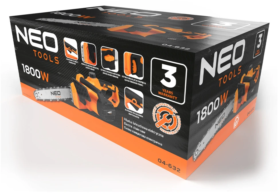 Neo Tools pjūklas 1800 W grandininis pjūklas, 405 mm pjovimo juosta