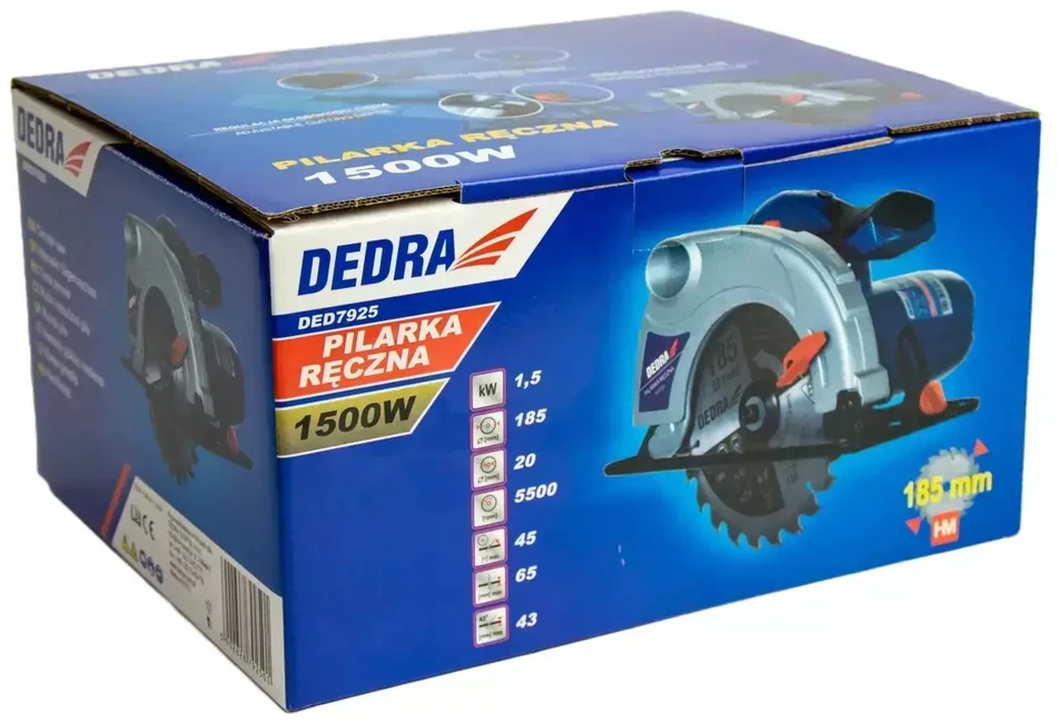 Dedra Elektrinis diskinis pjuklas 1500W 185mm max66mm