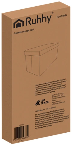 Pilkas aksominis pufas 60x30x30 cm Ruhhy 25994
