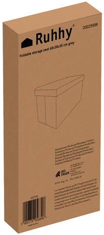 Pilkas audinio pufas 60x30x30 cm Ruhhy 25996