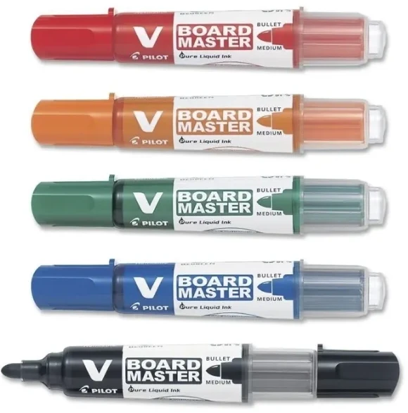 Pilot Pen Žymeklių baltai lentai rinkinys Pilot V Board Master, apvaliu galiuku, 5 spalvos