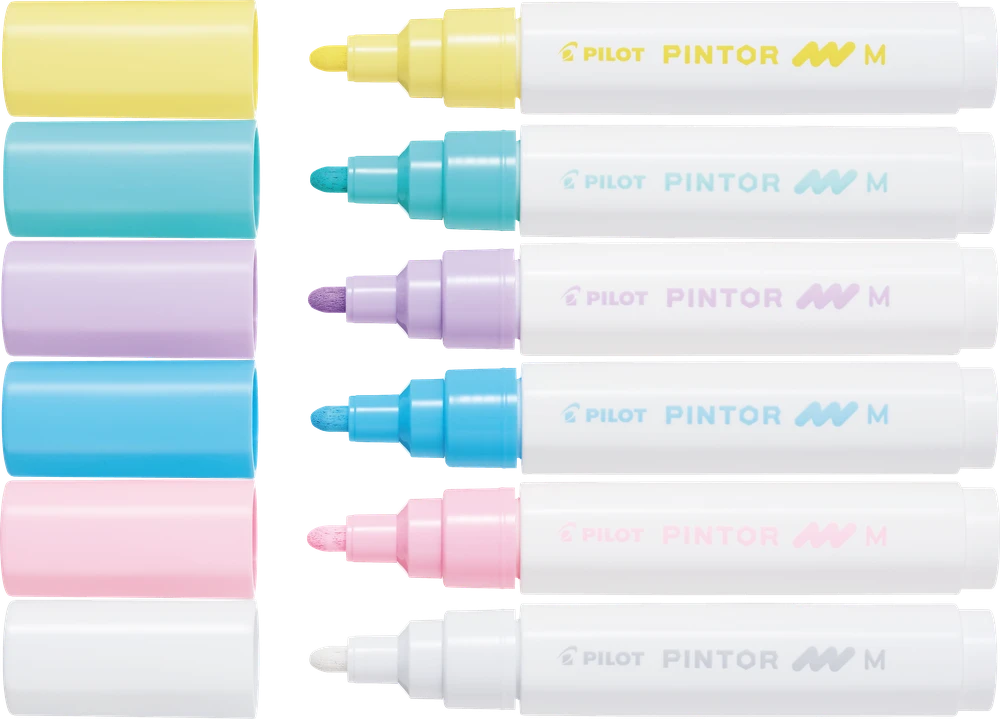 Pilot Pen Pilot - Pintor žymeklis, ploni pasteliniai mišiniai, 6 spalvos (vidutinio storio galiukas)